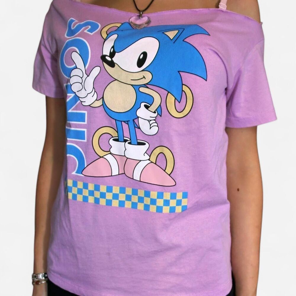 Sega Women's Pink and Purple T-shirt